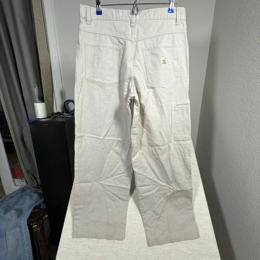 Phys.Sci Carpenter Pants 34x32 Mens Canvas Utility Stone White